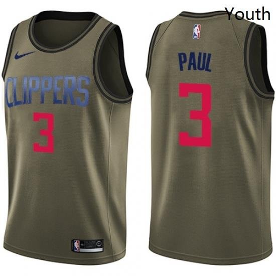 Youth Nike Los Angeles Clippers 3 Chris Paul Swingman Green Salute to Service NBA Jersey