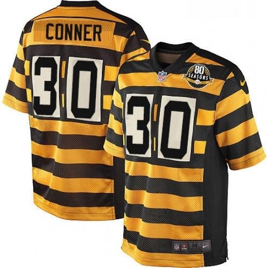 Mens Nike Pittsburgh Steelers 30 James Conner Elite YelloWBlack Alternate 80TH Anniversary ThroWback NFL Jersey