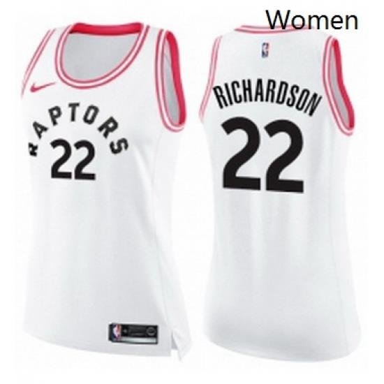 Womens Nike Toronto Raptors 22 Malachi Richardson Swingman WhitePink Fashion NBA Jersey