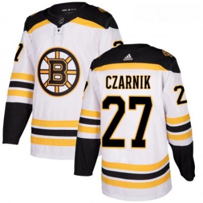 Womens Adidas Boston Bruins 27 Austin Czarnik Authentic White Away NHL Jersey