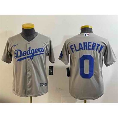 Women Los Angeles Dodgers 0 Jack Flaherty Grey Cool Base Stitched Baseball Jersey