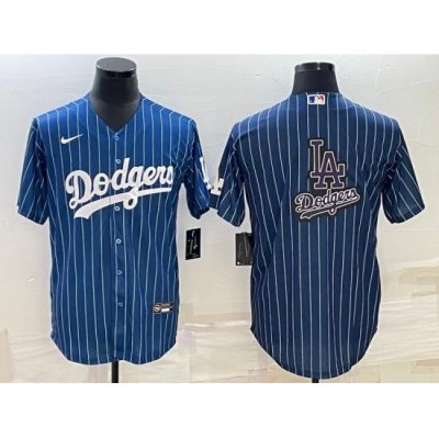 Men Los Angeles Dodgers Navy Team Big Logo Cool Base Stitched Baseball Jersey