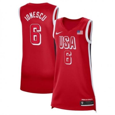 Women USA Basketball 6 Sabrina Ionescu Red 2024 Swingman Stitched Jersey