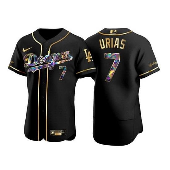 Men Los Angeles Dodgers 7 Julio Urias Black Golden Flex Base Stitched jersey