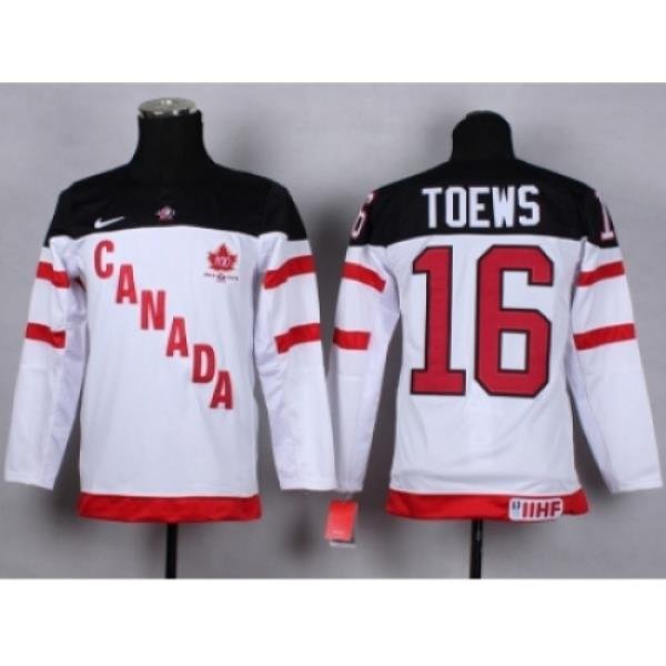 Youth nhl team canada #16 toews white jerseys[100 th]