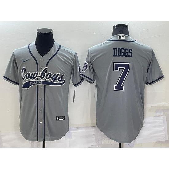 Men Dallas Cowboys 7 Trevon Diggs Grey Cool Base Stitched Baseball Jersey