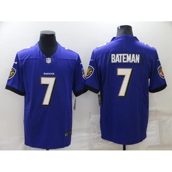 Men Baltimore Ravens 7 Rashod Bateman Purple Vapor Untouchable Limited Stitched jersey