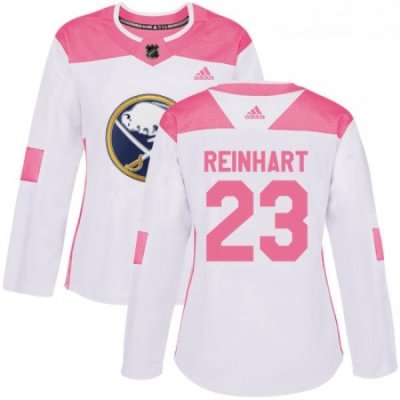 Womens Adidas Buffalo Sabres 23 Sam Reinhart Authentic WhitePink Fashion NHL Jersey