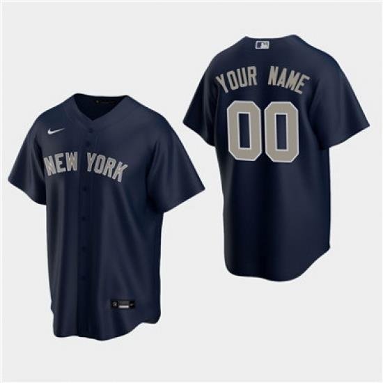 Men Women youth Custom New York Yankees Navy Alternate Replica Jersey