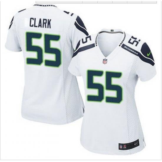 Women NEW Seattle Seahawks #55 Frank Clark White Stitched NFL Elite Jersey