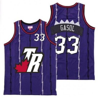 Raptors 33 Marc Gasol Purple Big White TR Logo Retro Jersey