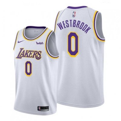 Men Lakers Russell Westbrook 2021 trade white association edition jersey