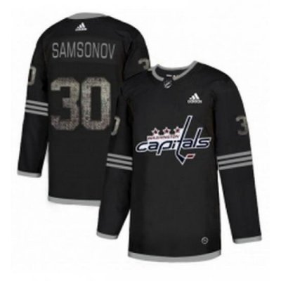 Mens Adidas Washington Capitals 30 Ilya Samsonov Black 1 Authentic Classic Stitched NHL Jersey