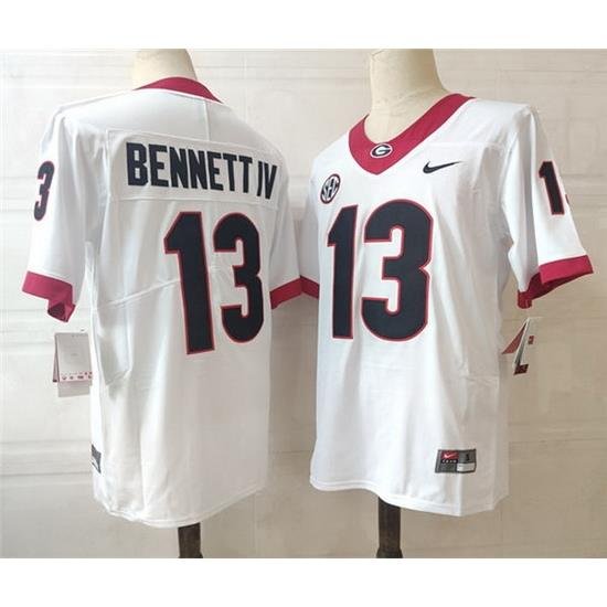 Men #13 Stetson BENNETT IV Georgia Bulldogs College Football Jerseys Sale white