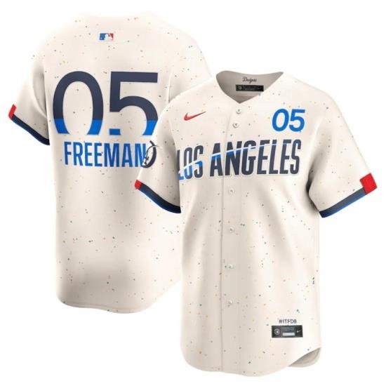 Men Los Angeles Dodgers 5 Freddie Freeman Cream 2024 City Connect Limited Stitched Baseball Jersey