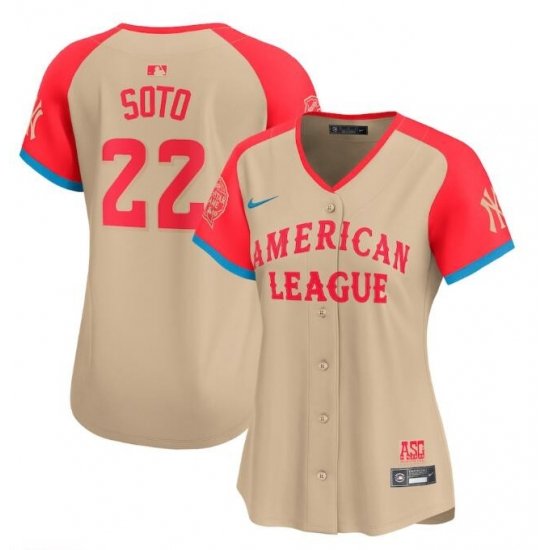 Women American League 22 Juan Soto Cream 2024 All Star Limited Stitched Baseball Jersey