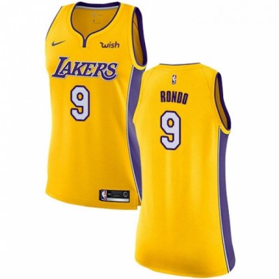 Womens Nike Los Angeles Lakers 9 Rajon Rondo Swingman Gold NBA Jersey Icon Edition