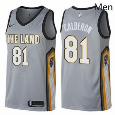 Mens Nike Cleveland Cavaliers 81 Jose Calderon Swingman Gray NBA Jersey City Edition