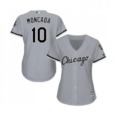 Womens Majestic Chicago White Sox 10 Yoan Moncada Replica Grey Road Cool Base MLB Jerseys