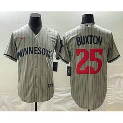 Men's Minnesota TWins #25 Byron Buxton 2023 Grey Home Team Cool Base Stitched Jersey