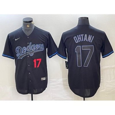 Men Los Angeles Dodgers 17 Shohei Ohtani Black Cool Base Stitched Baseball Jersey