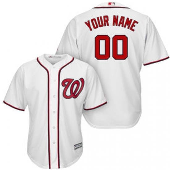 Men Women Youth All Size Washington Nationals Majestic Cool Base Custom Jersey White 3