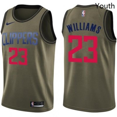 Youth Nike Los Angeles Clippers 23 Louis Williams Swingman Green Salute to Service NBA Jersey