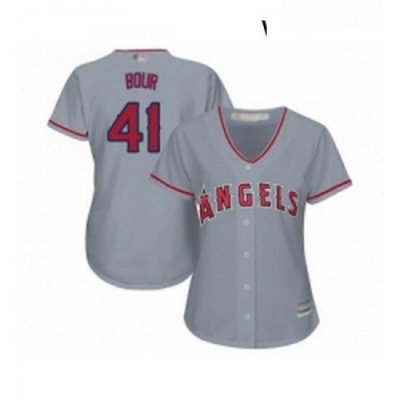 Womens Los Angeles Angels of Anaheim 41 Justin Bour Replica Grey Road Cool Base Baseball Jersey