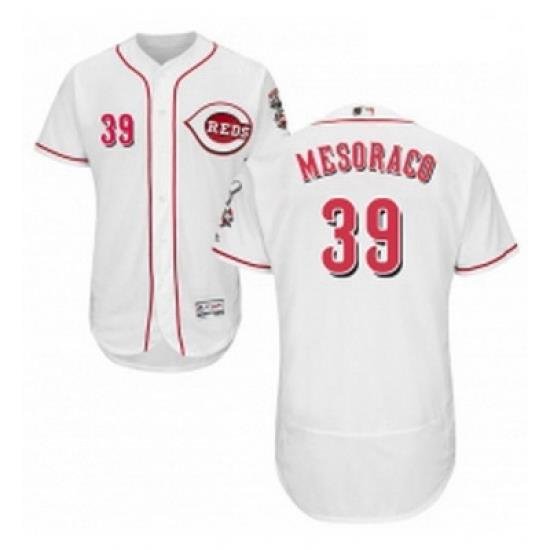 Mens Majestic Cincinnati Reds 39 Devin Mesoraco White Home Flex Base Authentic Collection MLB Jersey