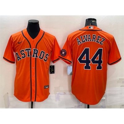 Men Houston Astros 44 Yordan Alvarez Orange With Patch Cool Base Stitched Jersey