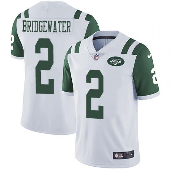 Nike Jets #2 Teddy Bridgewater White Mens Stitched NFL Vapor Untouchable Limited Jersey