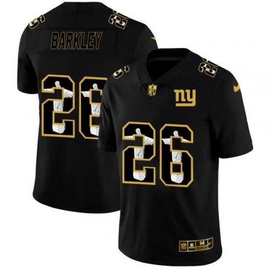 Giants 26 Saquon Barkley Black Jesus Faith Edition Limited Jersey