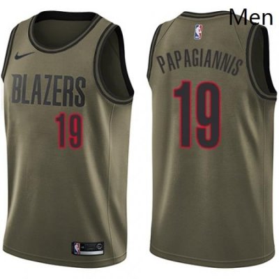 Mens Nike Portland Trail Blazers 19 Georgios Papagiannis Swingman Green Salute to Service NBA Jersey