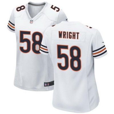 Women Chicago Bears 58 Darnell Wright White Stitched Game Jersey