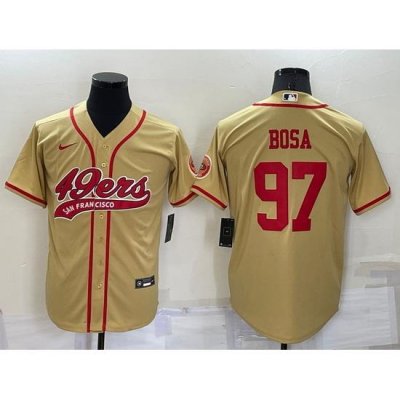 Men San Francisco 49ers 97 Nick Bosa Gold Cool Base Stitched Baseball Jersey