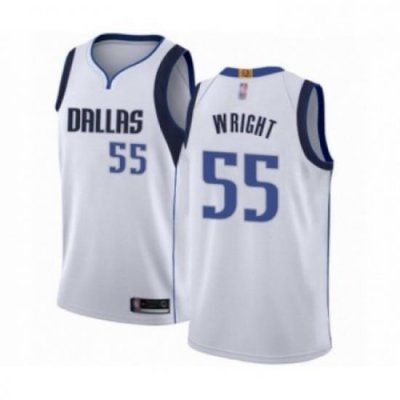 Mens Dallas Mavericks 55 Delon Wright Authentic White Basketball Jersey Association Edition