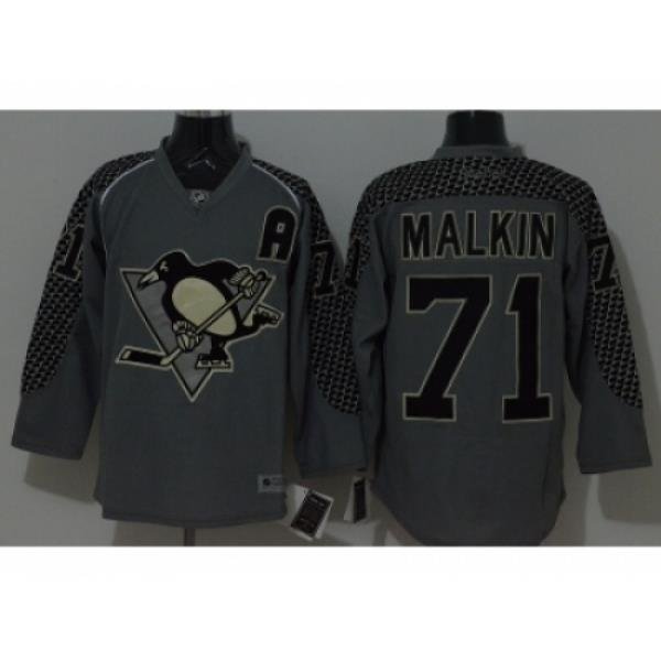 NHL Pittsburgh Penguins #71 Evgeni Malkin Charcoal Cross Check Fashion jerseys