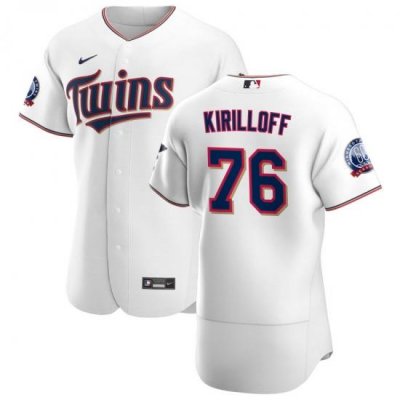 Men Minnesota TWins 76 Alex Kirilloff Men Nike White Home 2020 60th Season Flex Base Team MLB Jersey