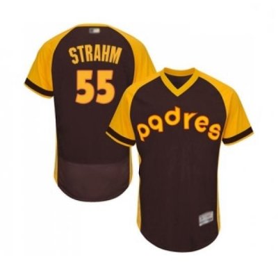 Mens San Diego Padres 55 Matt Strahm Brown Alternate Cooperstown Authentic Collection MLB Jersey Flex Base Base