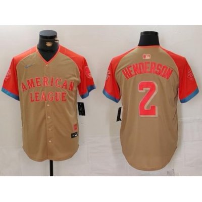 Men American League 2 Gunnar Henderson Cream 2024 All Star Elite Stitched Baseball Jersey 5