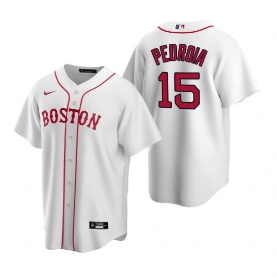 Mens Nike Boston Red Sox 15 Dustin Pedroia White Alternate Stitched Baseball Jerse