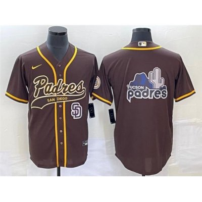 Men San Diego Padres BroWn Big Logo In Back Cool Base Stitched Baseball Jersey