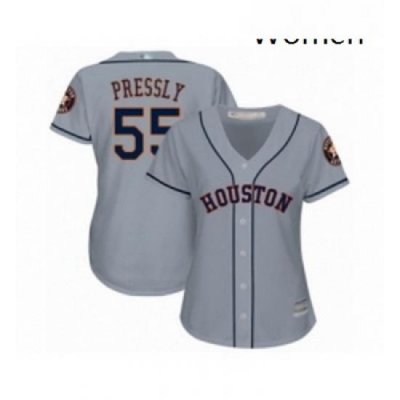 Womens Houston Astros 55 Ryan Pressly Authentic Grey Road Cool Base Baseball Jersey