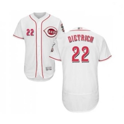 Mens Cincinnati Reds 22 Derek Dietrich White Home Flex Base Authentic Collection Baseball Jersey