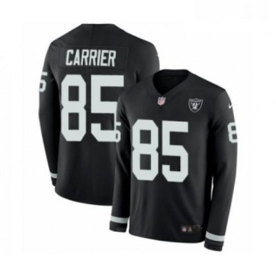 Mens Nike Oakland Raiders 85 Derek Carrier Limited Black Therma Long Sleeve NFL Jersey