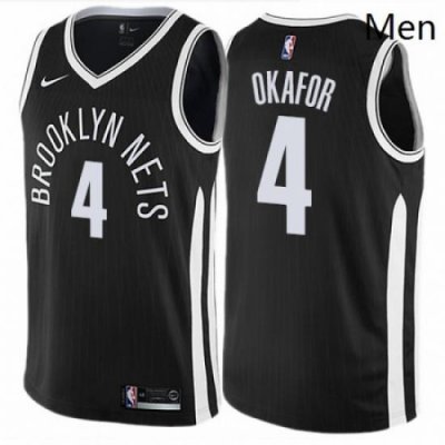 Mens Nike Brooklyn Nets 4 Jahlil Okafor Swingman Black NBA Jersey City Edition