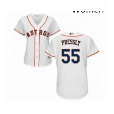 Womens Houston Astros 55 Ryan Pressly Authentic White Home Cool Base Baseball Jersey