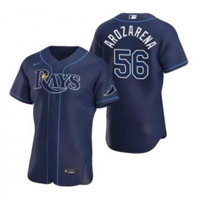 Men Tampa Bay Rays 56 Randy Arozarena Navy Flex Base Stitched Jersey