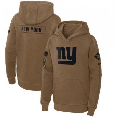 Youth New York Giants 2023 Brown Salute To Service Pullover Hoodie