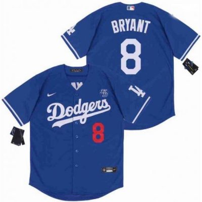 Men Dodgers 8 Kobe Bryant Blue Cool Base Stitched MLB Jersey